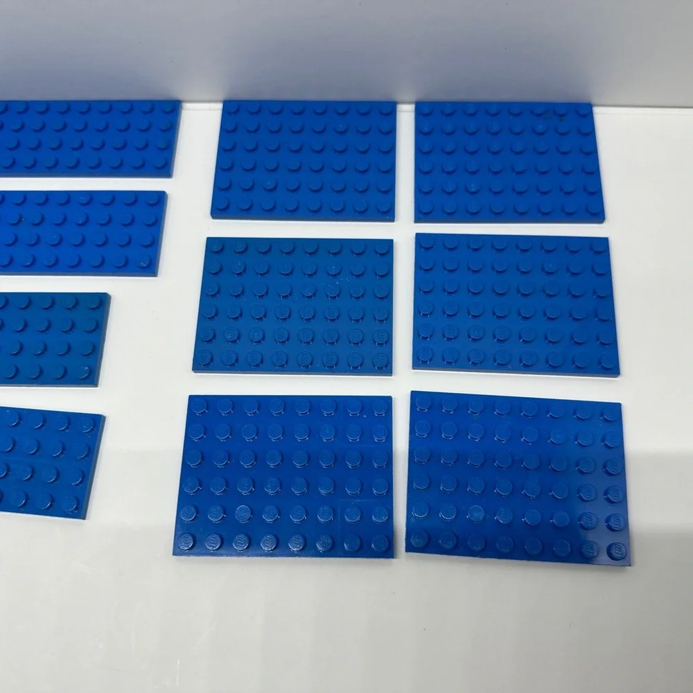 Lego Parts -‎ Plates - 4x4, 4x6, 4x8, 4x10 & 6x8 Blue Lot Of 15